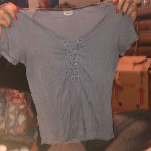 Light blue lace up tight shirt